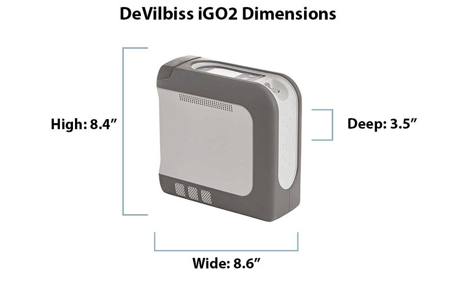 What are the Dimensions of the DeVilbiss iGo2? What are the Dimensions of the DeVilbiss iGo2 ?