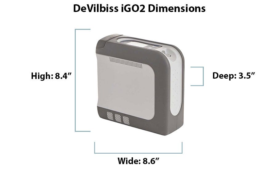 What are the Dimensions of the DeVilbiss iGo2 ?